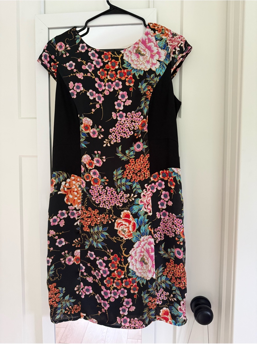 Romeo & Juliet Couture floral shift dress Asian-inspired botanical print sz m